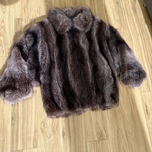Faux Fur Jacket in Rich Brown